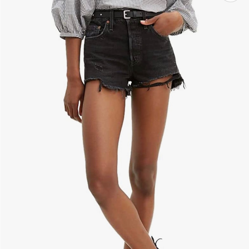 Levi's Black Distressed High-Rise Jean Shorts